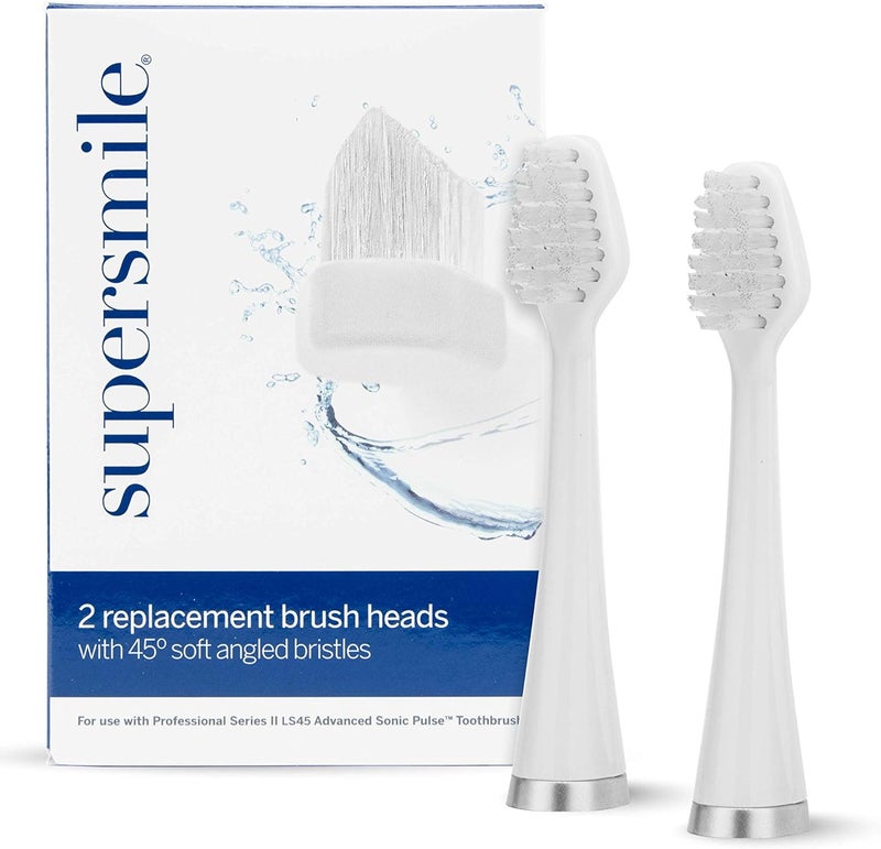 Supersmile Series II LS45 Replacement Brush Heads - 2 Count with 45° Soft Angled Bristles for Sonic Pulse Toothbrush - Image 1